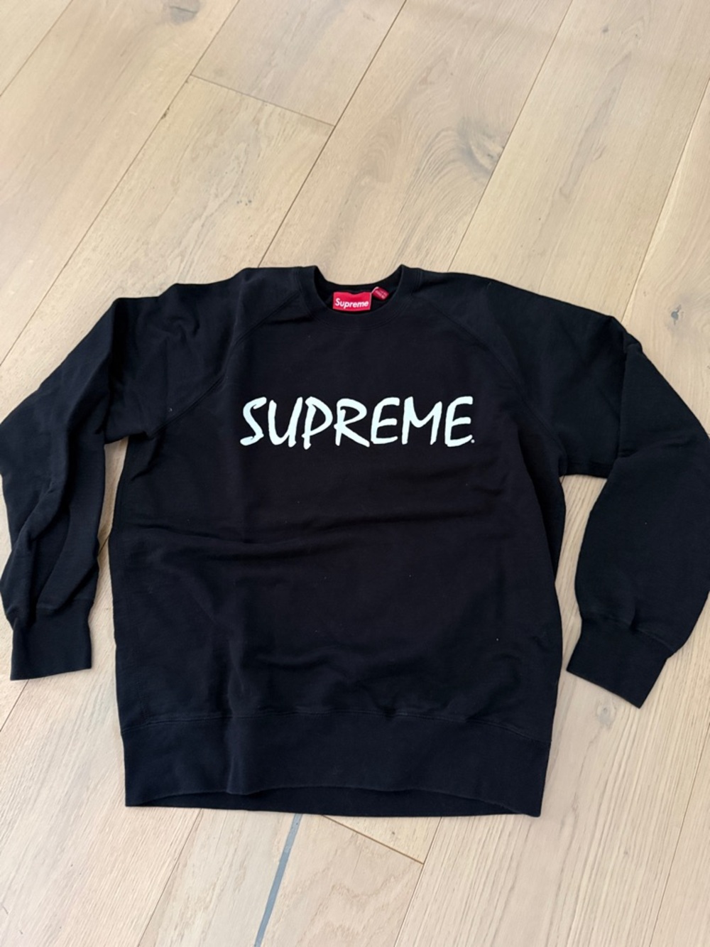 Supreme Black Crewneck with White Script Logo